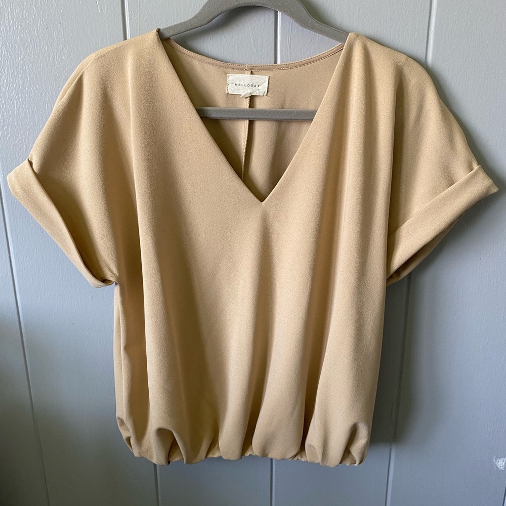 Meloday Gathered Short Sleeve Blouse